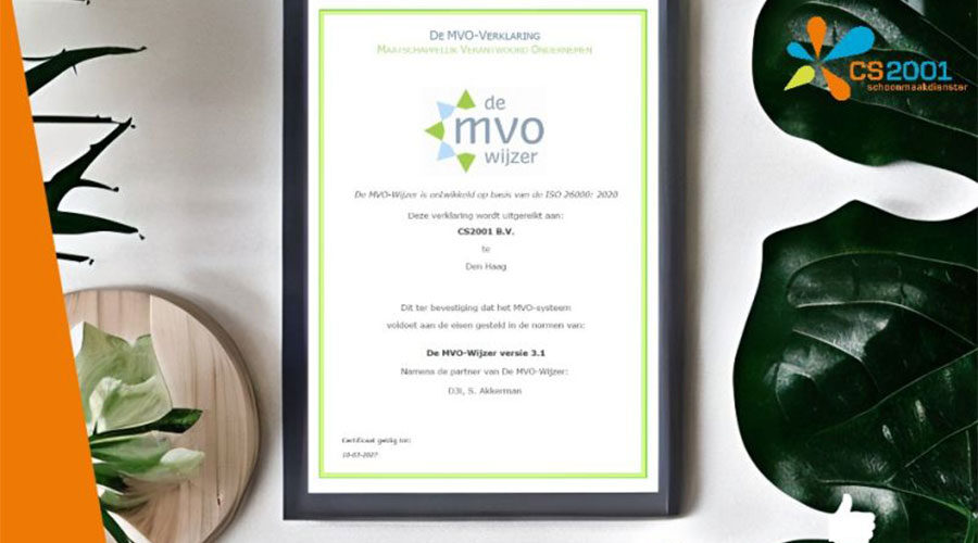 Het behaalde MVO-certificaat.